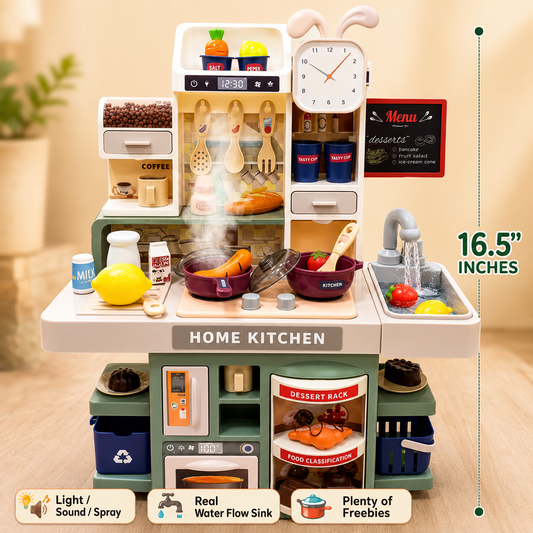 42 cm 2 in 1 Dream Home Kitchen Set With Real Water Flow Sink and Accessories