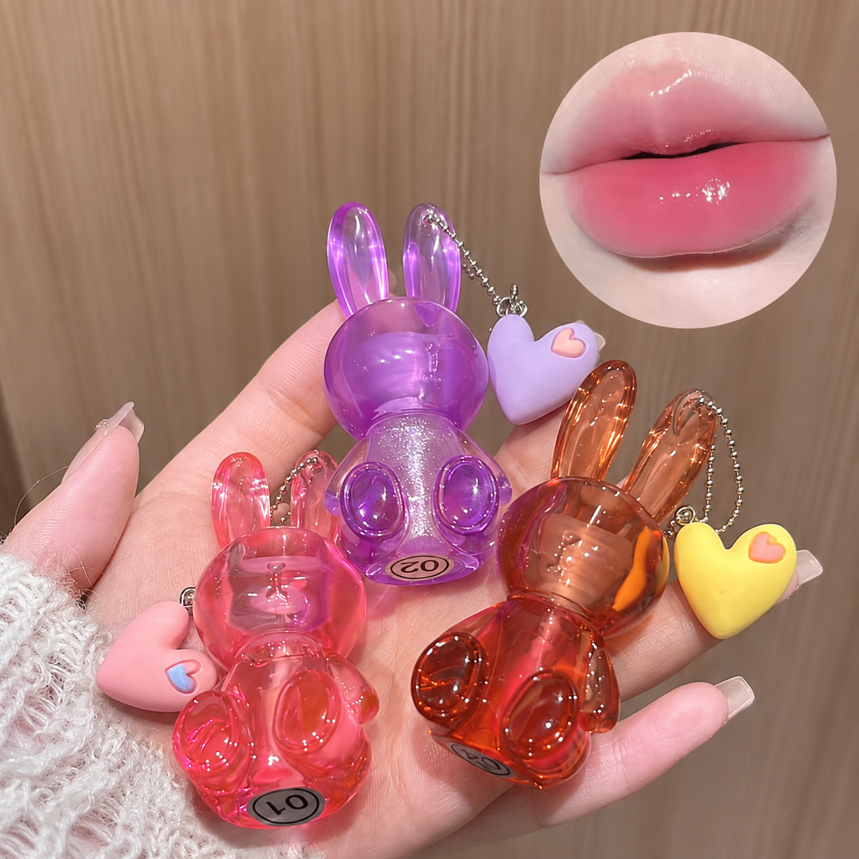 Korean Lips Bunny Lip Gloss Keychain