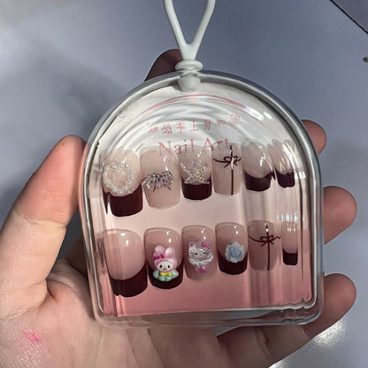 Cherry Red Sanrio Kids Nails Pack | 3d Charms | 12 Nails