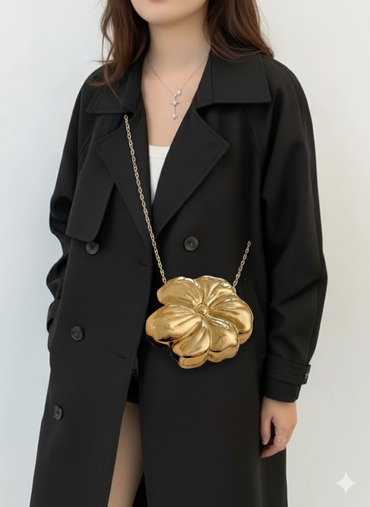 Acrylic Flower Cross Body Clutch Bag With Chain