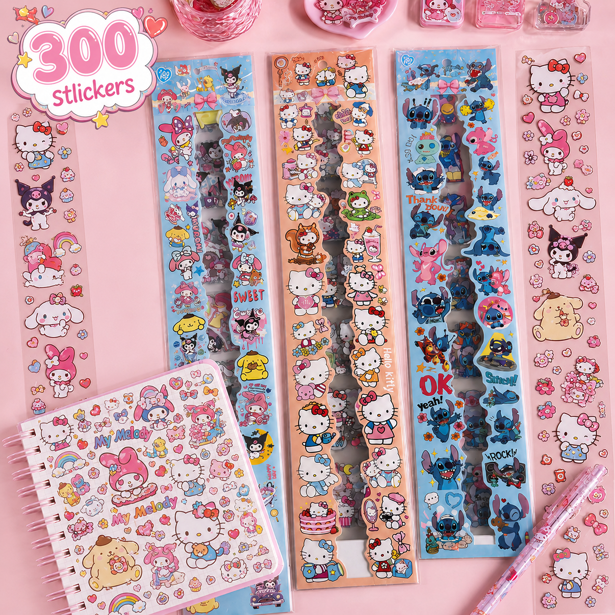 Sanrio & Stitch 300+ Stickers Pack