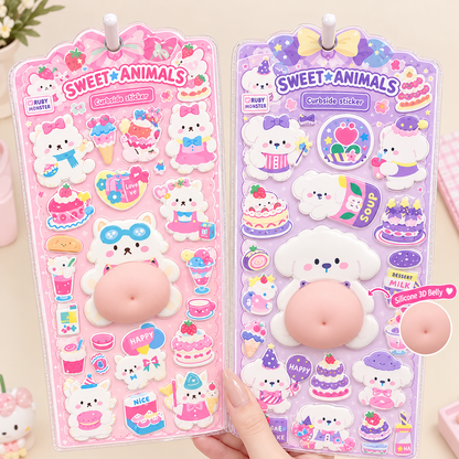 Sweet Animals 3D Silicon Belly Bakery Theme Stickers
