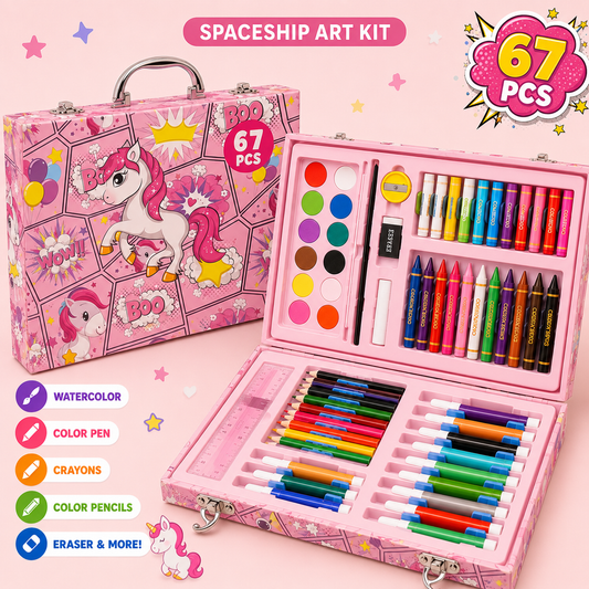 Unicorn Wooden Stationery Art Kit | 67 Pcs