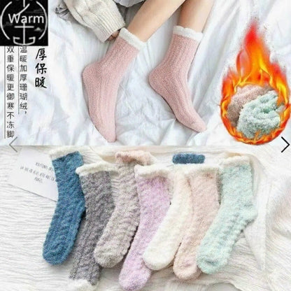 Pink Velvet Fuzzy Plush Socks For Adults