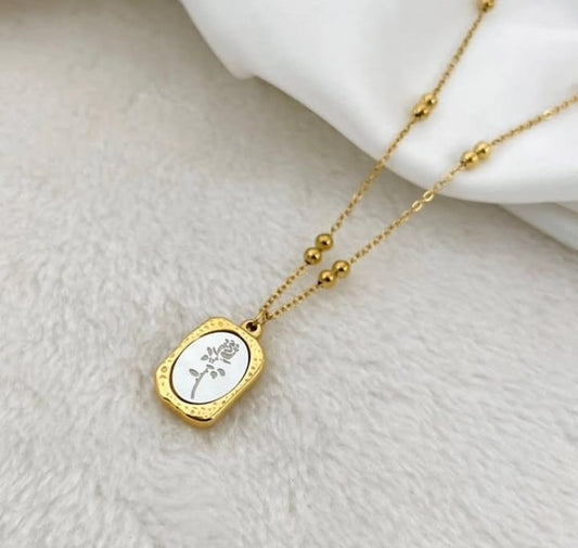 Tulip Carved Stainless Steel Necklace