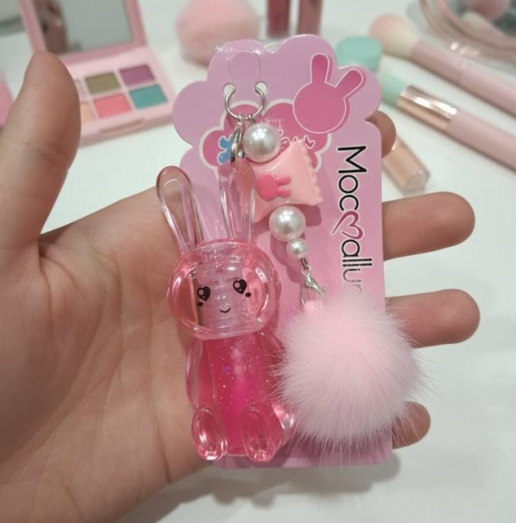 Bunny Cute Keychain Pink Lip Gloss | Kids Makeup