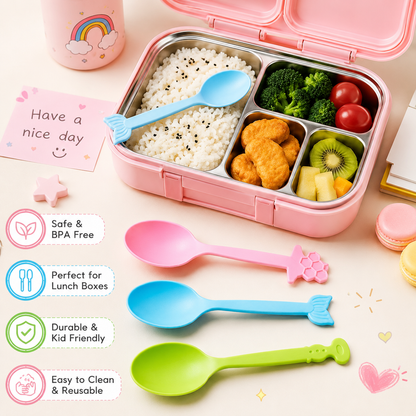 Pack of 20 Cute Lunch Box Forks & Spoons With Organizer