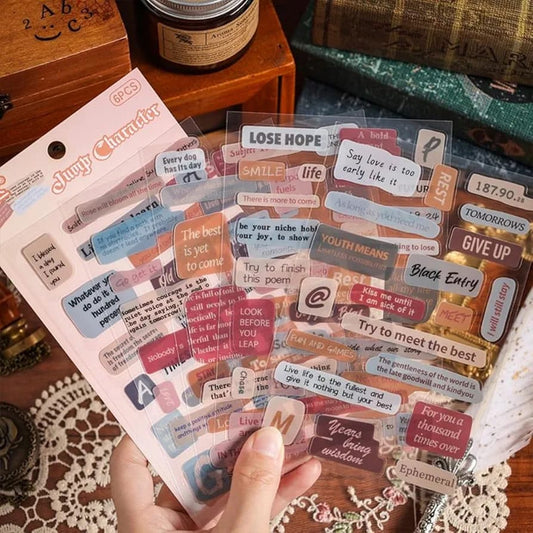 Motivational Quotes Journaling Sticker 6 Pcs Sheets Pack