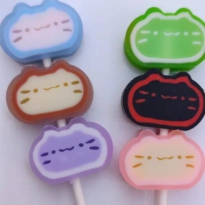 Kitten Candy Lollipop Eraser Set Of 3