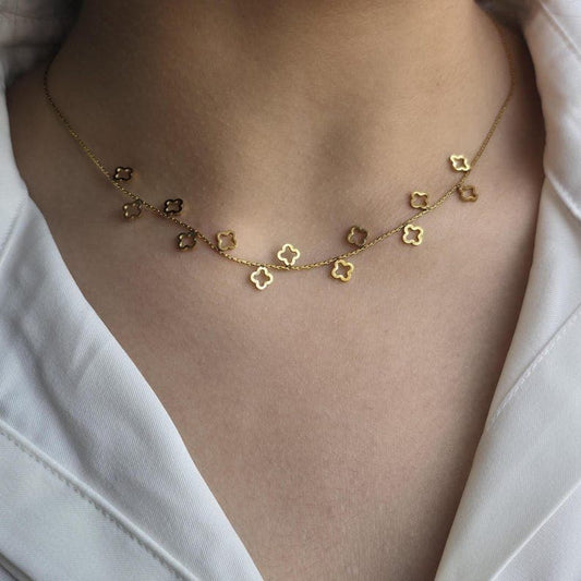 Stainless Steel Gold Toned Charm Necklace