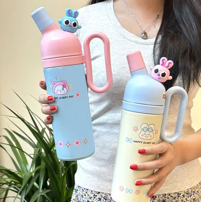 Happy Bunny Stainless Steel Straw 2 in 1 Water Bottle + Tumbler | 800 ml