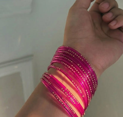 Noor e Gulab Hot Pink Rain Drop Bangles