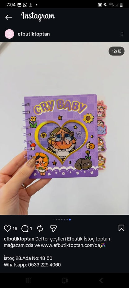 Cry Baby Notepad | Diary With Book Marks and Partitions