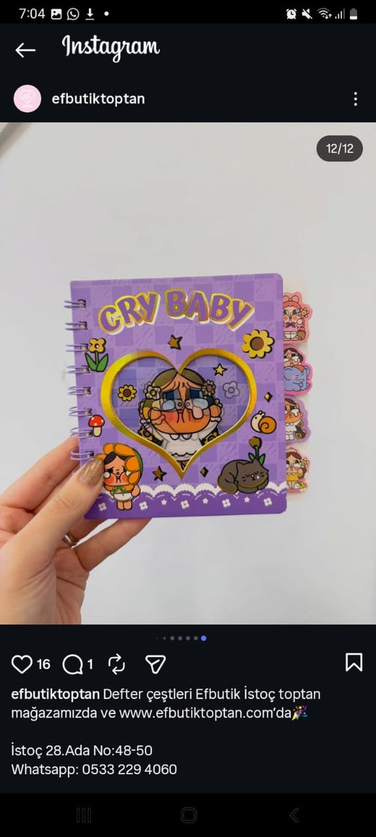 Cry Baby Notepad | Diary With Book Marks and Partitions
