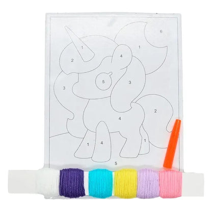 Unicorn Wool Yarn Painting Toy - DIY Crochet Cross Stitch Embroidery Kit