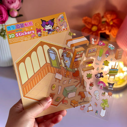 Sanrio 3D Material Scene Sticker Book with Tweezer