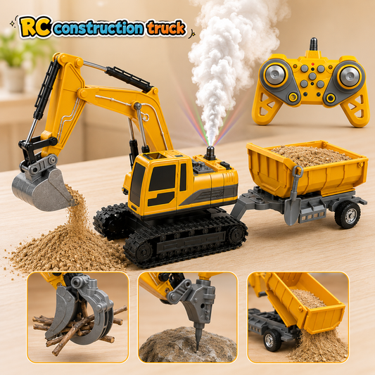 3 in 1 Engineering Remote Control RC Construction Truck With Realistic Steam