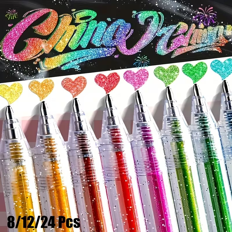 Pack of 12 Glitter Flash Pens