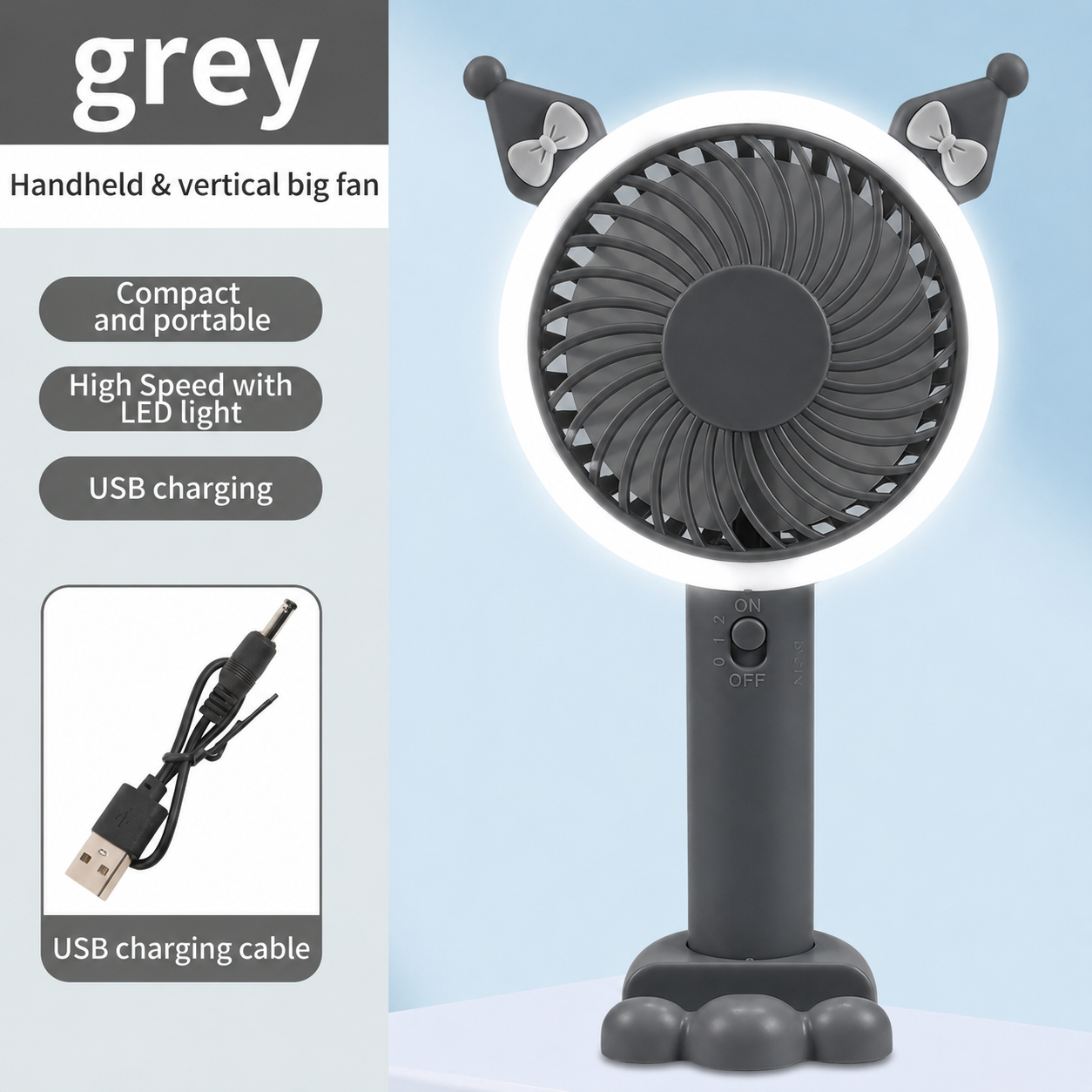 Kuromi Big Size Led Light Hand | Desk Fan
