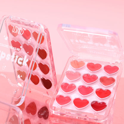 12 Colors Heart-Shaped Lipstick Palette