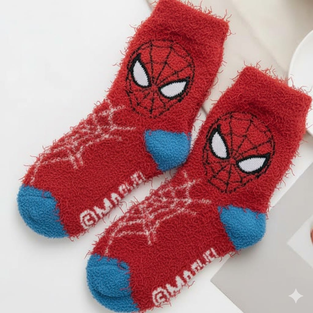Kids Marvel Original Spiderman Fur Velvet Warm Socks | 5 to 17 years