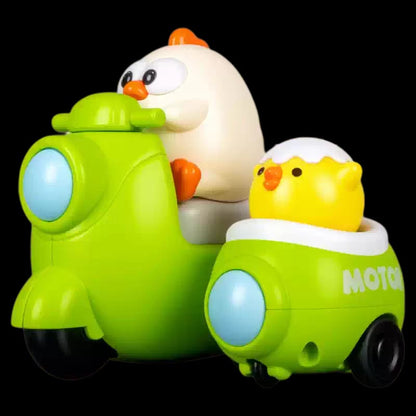 Double Scooty Chick & Dino Toy | Press Head and Go Fun Toy for Kids