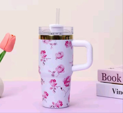 Viral Mini Floral Tumblers With Straw and Box