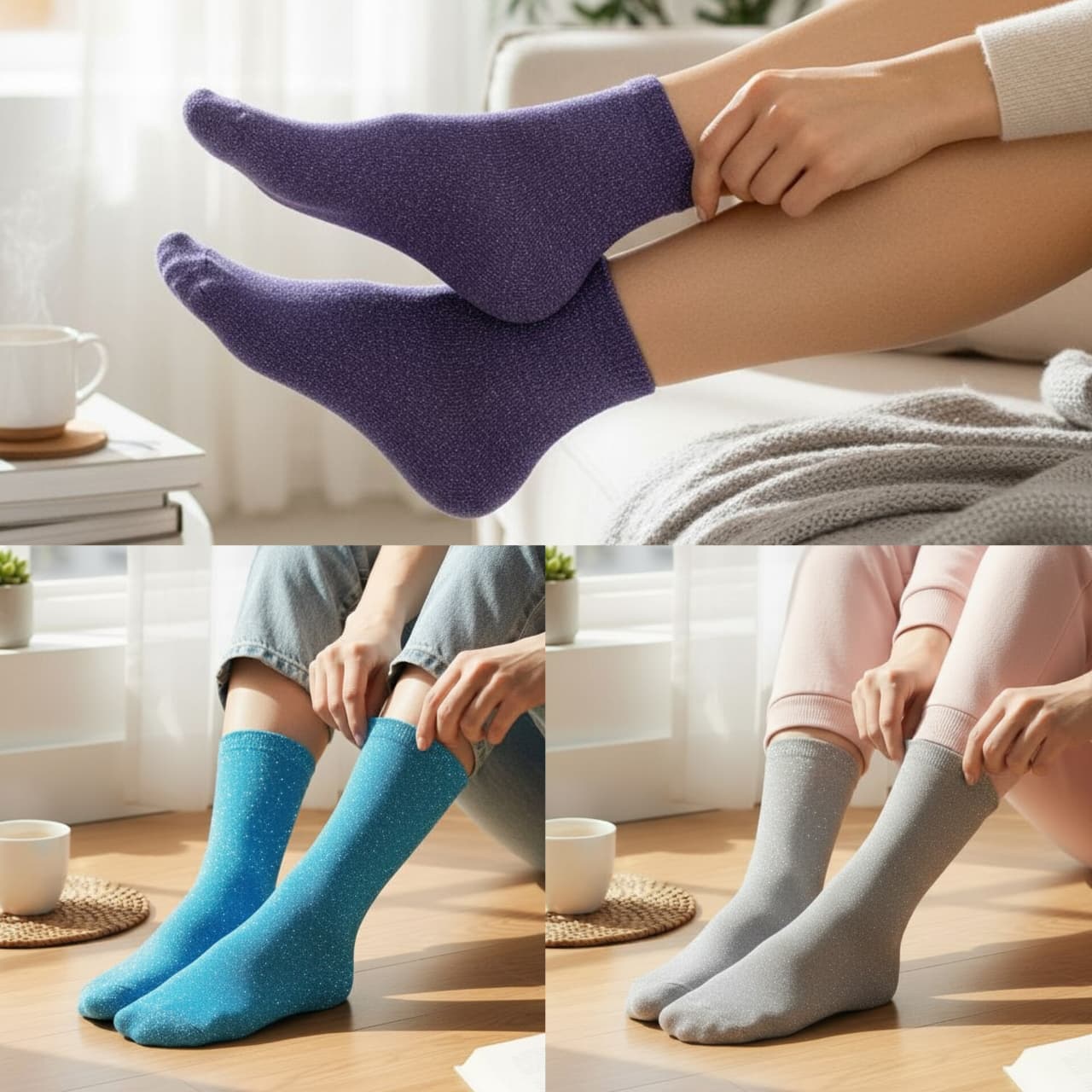 Moon Light Glittery Kids Socks