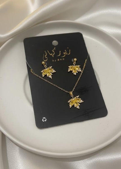 Autumn Leaves Stainless Steel Earing + Necklace