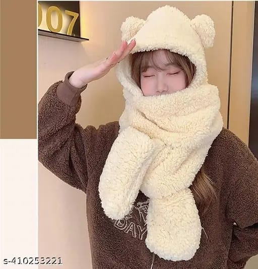 Bear Soft Fur 3 in 1 Cap | Gloves | Neck Scarf | Ultra-Soft & Cozy