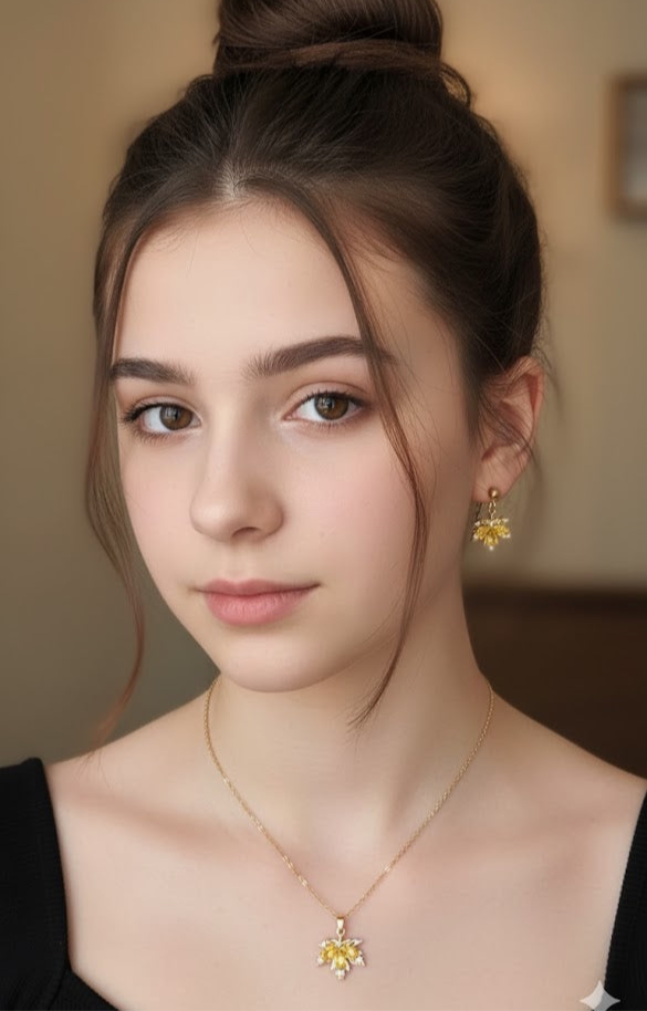 Autumn Leaves Stainless Steel Earing + Necklace