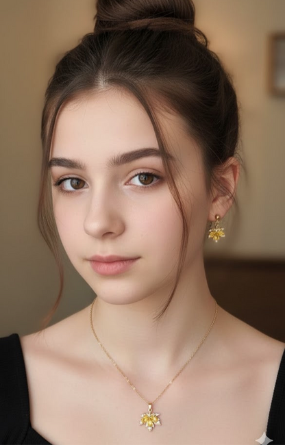 Autumn Leaves Stainless Steel Earing + Necklace