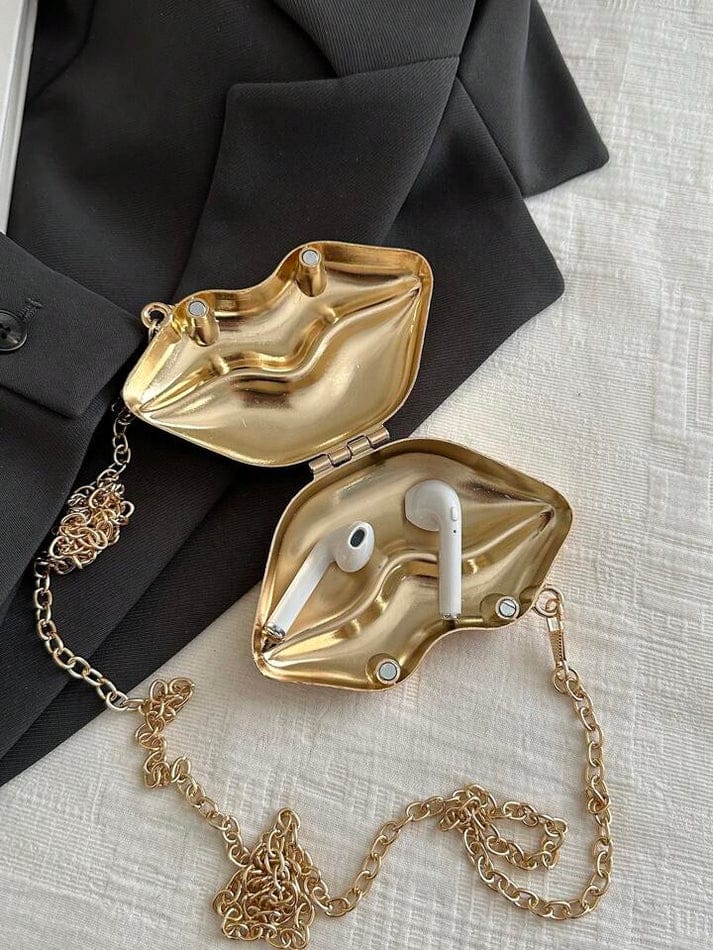 Pout Lips Acrylic Clutch Bag With Chain