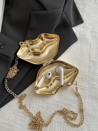 Pout Lips Acrylic Clutch Bag With Chain