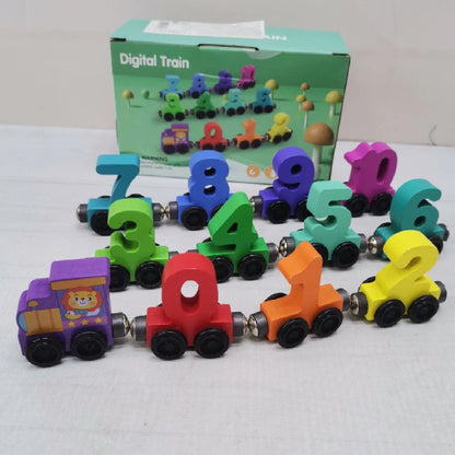 Wooden Magnetic Educational Number Train Toy