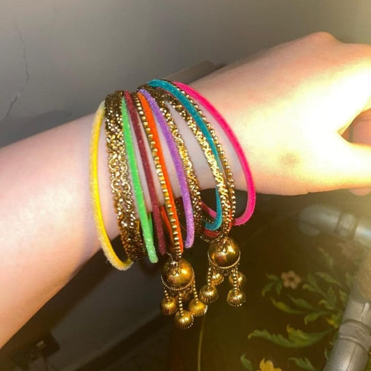 Velvet Ghungroo Bangles Set