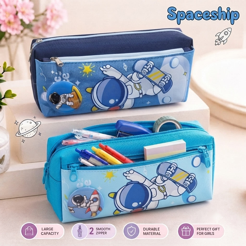 Spaceship Stationery Pencil Pouch | Double Zips