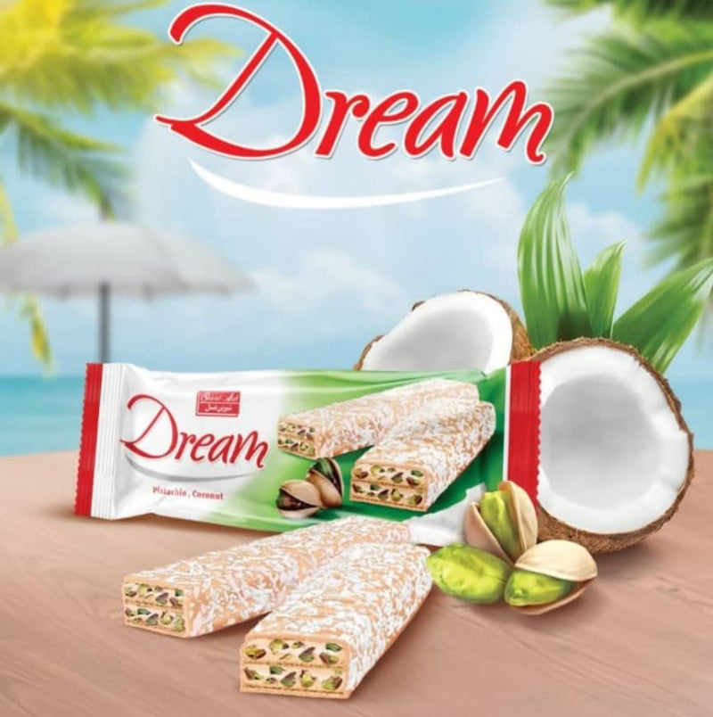 Pistachio Filled White Chocolate Wafer With Coconut