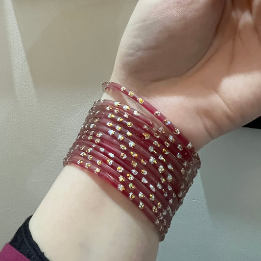 Maroon Red Rain Drop Bangles