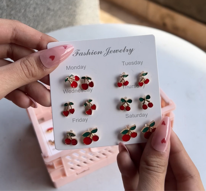Cherry Studs Earings Set
