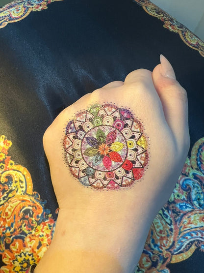 Colourful Mehndi Tattoo Sticker Patch (Full Sheet)