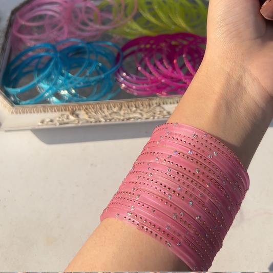 Soft Pink Viral Rain Drop Bangles