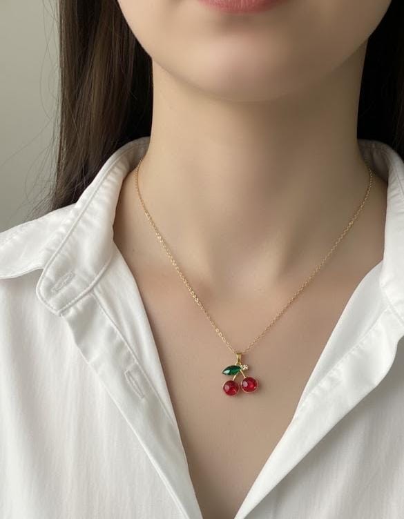 Trendy Cherry Stainless Steel Necklace