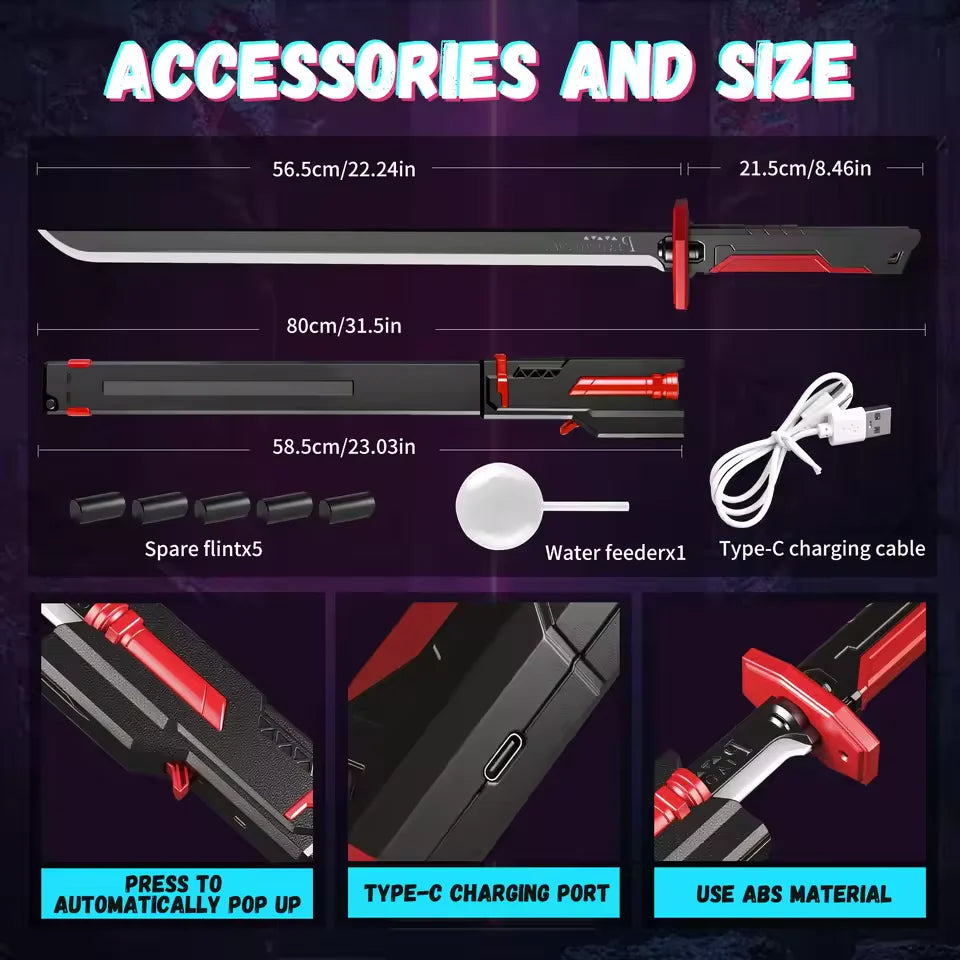 Sparkblade LED Sword with Smoke & Spark Effects – 7-Color Light Katana with Sound FX | Anime Cosplay Prop