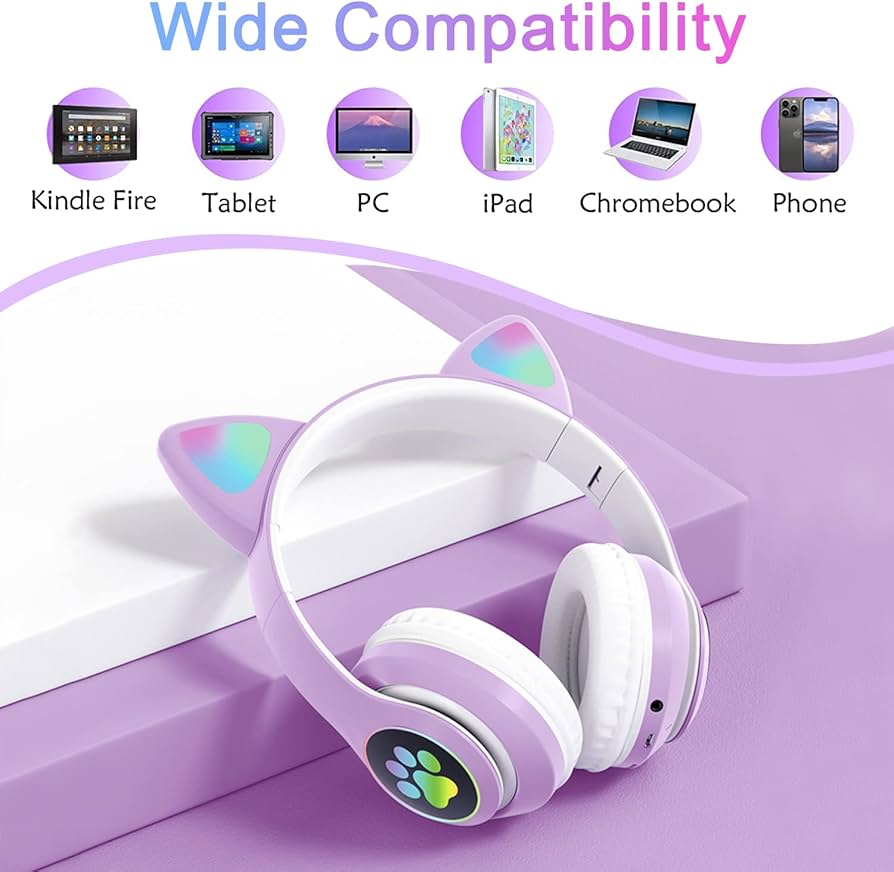 Wireless Cat Ear Headphones With Mic