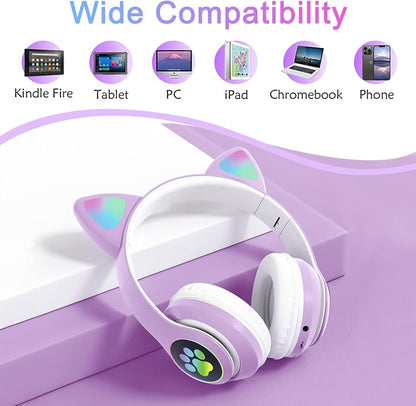 Wireless Cat Ear Headphones With Mic