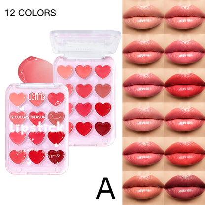 12 Colors Heart-Shaped Lipstick Palette