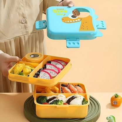 Dinosaur 3 Compartment Bento Lunchbox With Eye Saucer Box