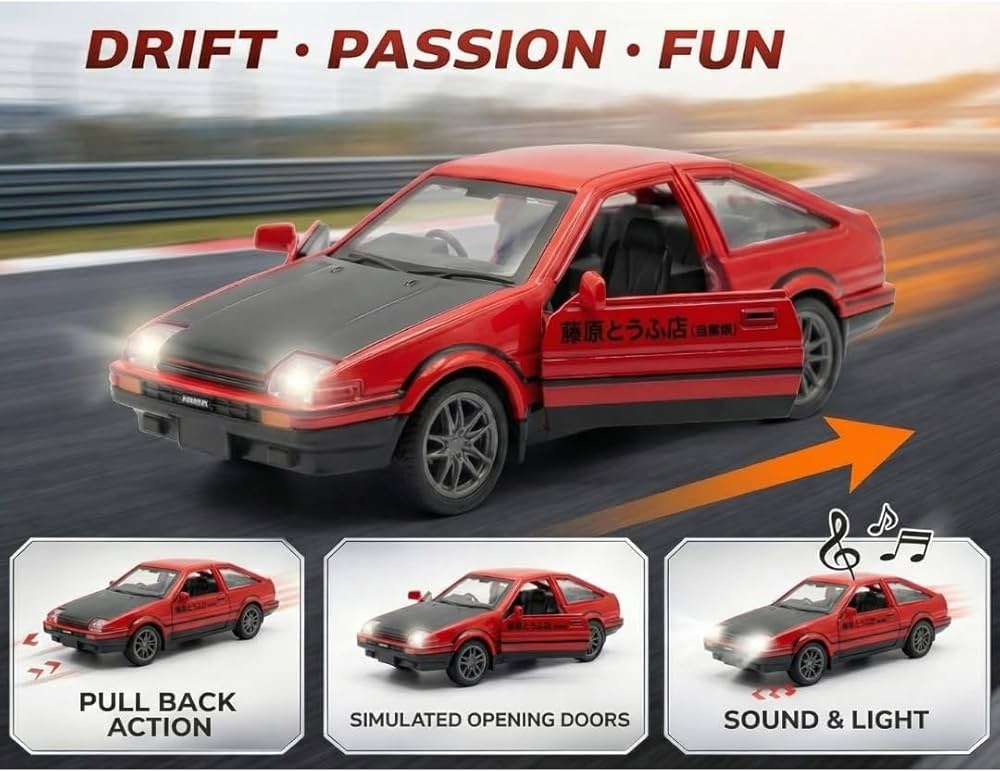 Toyota Sprinter Trueno Alloy Model Car With Lights and Sound