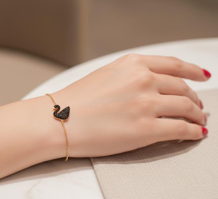 Stainless Steel Swan Chain Bracelet And Bracelet
